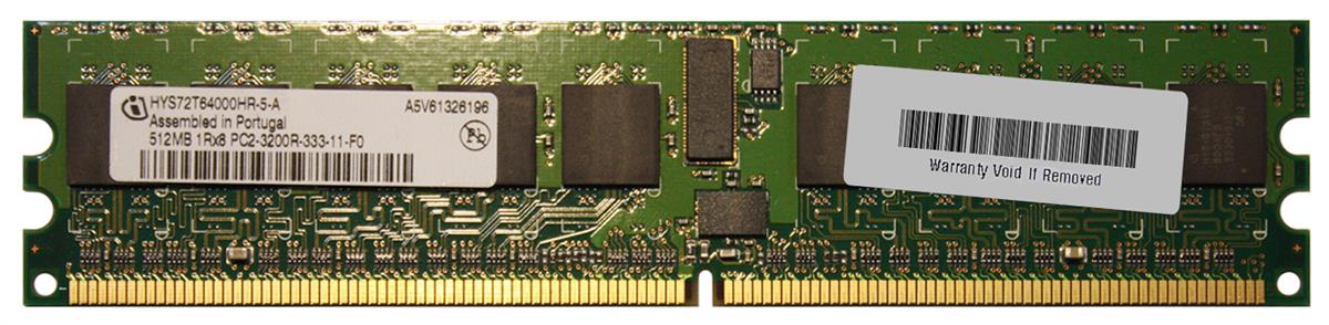 HYS72T64000HR-5-A Infineon 512MB PC2-3200 DDR2-400MHz ECC Registered CL3 240-Pin DIMM Single Rank Memory Module