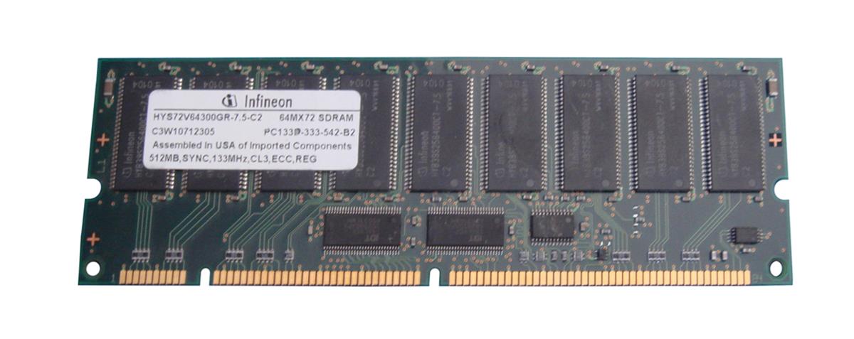 HYS72V64300GR-7.5-C2 Infineon 512MB PC133 133MHz ECC Registered CL3 168-Pin DIMM Memory Module