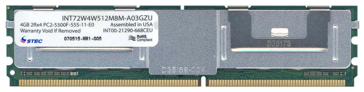 INT72W4W512M8M-A03GZU Stec 4GB PC2-5300 DDR2-667MHz ECC Fully Buffered CL5 240-Pin DIMM Dual Rank Memory Module