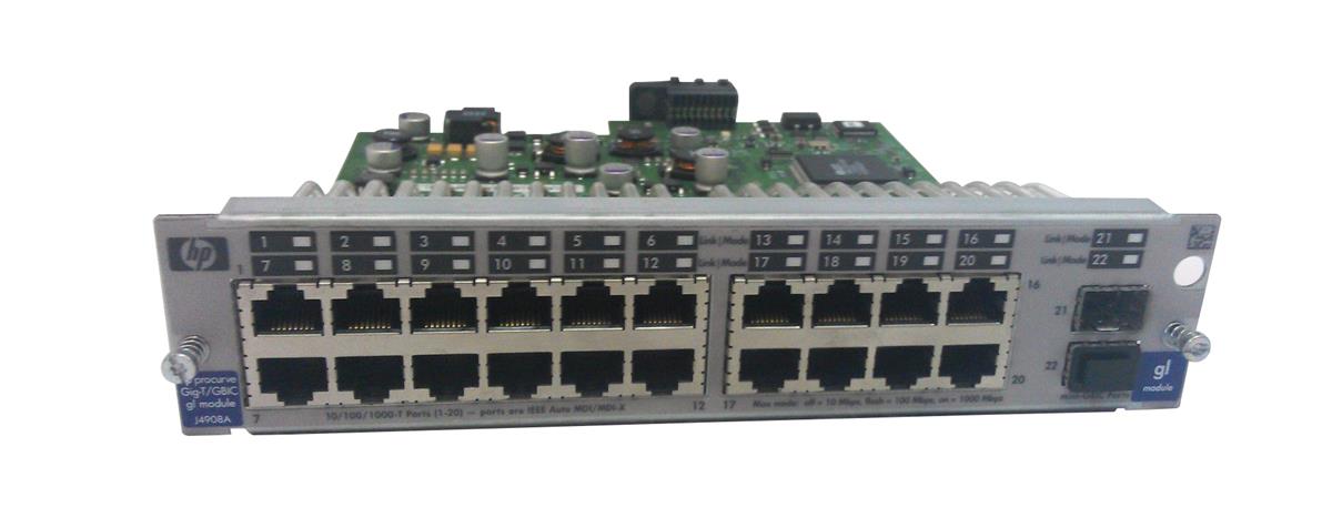 J4908-61001 HP ProCurve 4100GL 20-Ports 1000Base-T 2 x SFP (Mini-GBIC) GigaBit Ethernet Switch Expansion Module (Refurbished)