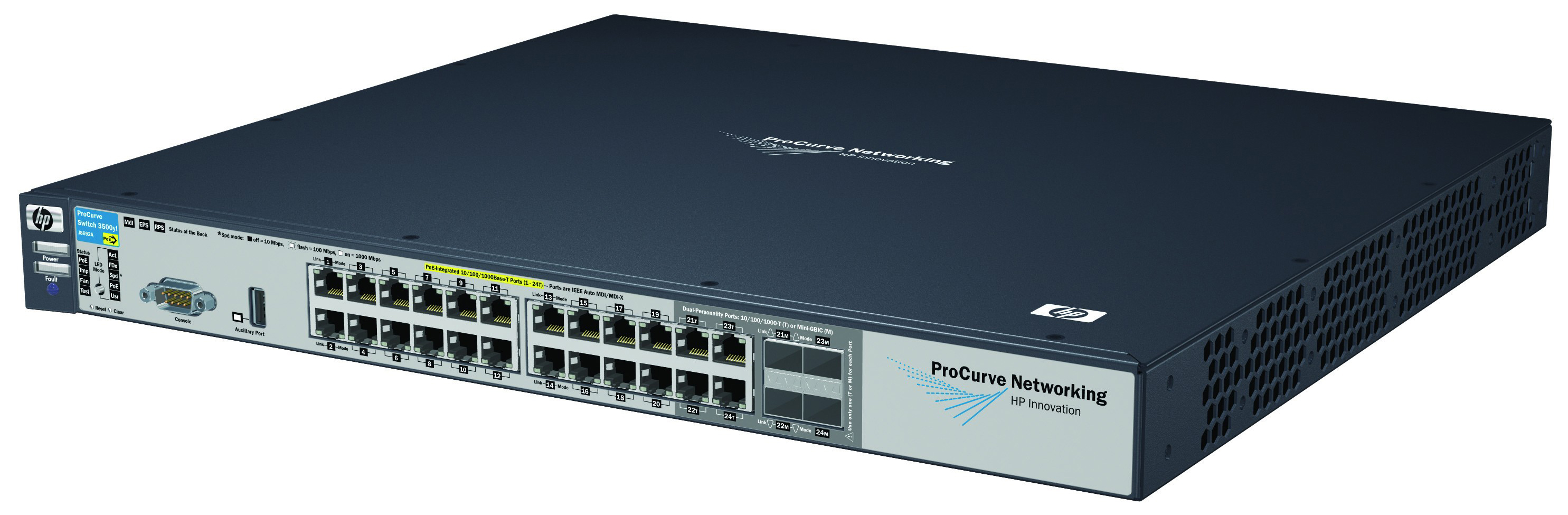 J8692A HP ProCurve 3500YL 24G-Power Intelligent Edge 24-Ports 10/100/1000Base-T LAN Stackable Ethernet Switch with 4x SFP (mini-GBIC) 1 x Expansion Sl (Refurbished)