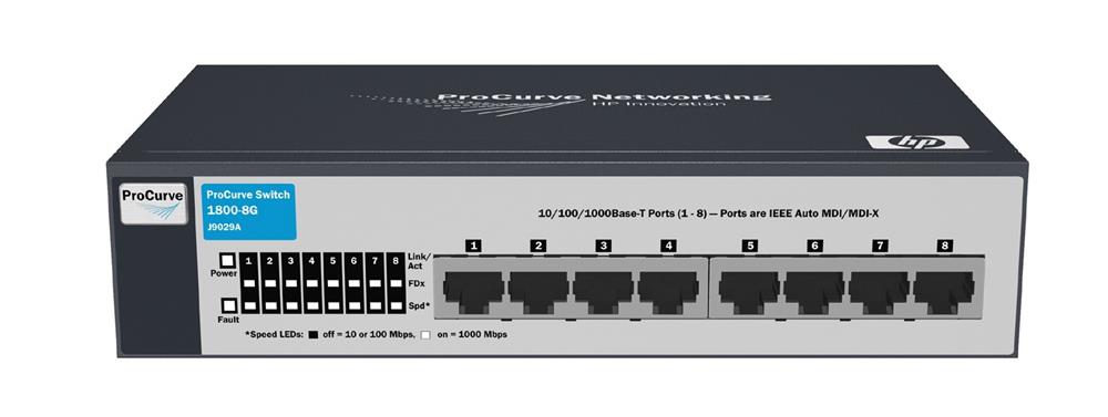 J9029A#ABA HP ProCurve 1800-8G 8-Ports 10/100/1000Base-T RJ-45 LAN Managed Gigabit Ethernet Switch (Refurbished)