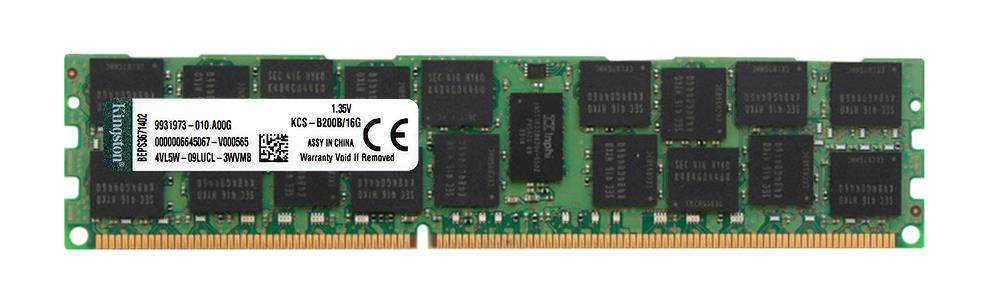 KCS-B200B/16G Kingston 16GB PC3-12800 DDR3-1600MHz ECC Registered CL11 240-Pin DIMM 1.35V Low Voltage Dual Rank Memory Module UCS-MR-1X162RY-A