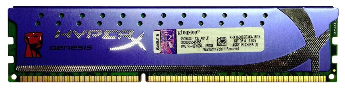 KHX1600C9D3K4/16GX Kingston XMP 16GB Kit (4 X 4GB) PC3-12800 DDR3-1600MHz non-ECC Unbuffered CL9 240-Pin DIMM Memory (Kit of 4)