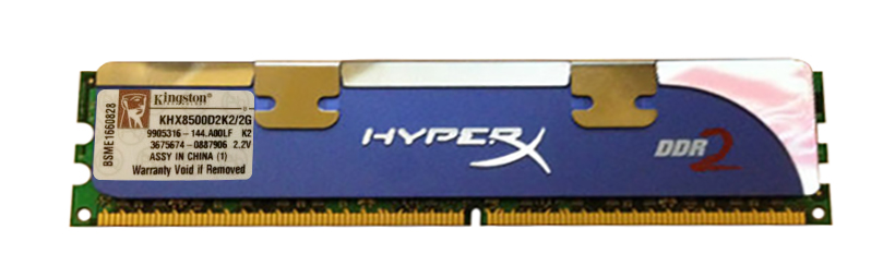 KHX8500D2K2/2G Kingston 2GB Kit (2 X 1GB) PC2-8500 DDR2-1066MHz non-ECC Unbuffered CL5 (5-5-5-15) 240-Pin DIMM Memory (Kit of 2)