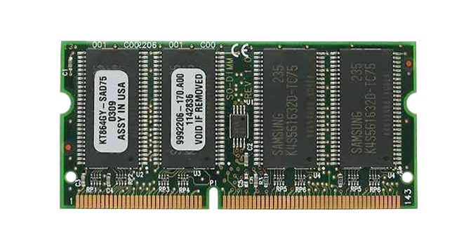 KT864GY-SAD75 Samsung 256MB PC133 133MHz non-ECC Unbuffered CL3 144-Pin SoDimm Memory Module
