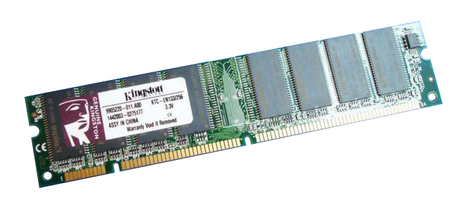KTC6611/256 Kingston 256MB PC133 133MHz non-ECC Unbuffered CL3 168-Pin DIMM Memory Module