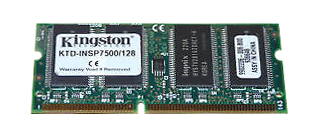 KTD-INSP7500/128 Kingston 128MB PC100 100MHz non-ECC Unbuffered CL3 144-Pin SoDimm Memory Module for Dell 311-0818, 311-1412, 5395P