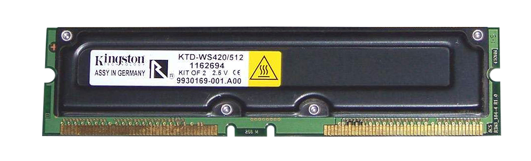 KTD-WS420/512 Kingston 512MB Kit (2 X 256MB) PC800 ECC RDRAM Memory for Dell 311-0796