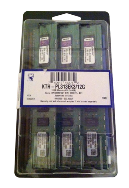 KTH-PL313EK3/12G Kingston 12GB Kit (3 X 4GB) PC3-10600 DDR3-1333MHz ECC Unbuffered CL9 240-Pin DIMM Dual Rank Memory (Kit of 3) for HP/Compaq