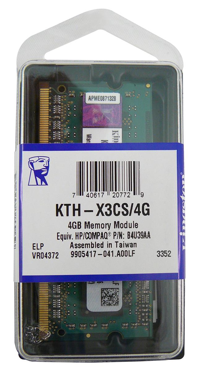 KTH-X3CS/4G Kingston 4GB PC3-12800 DDR3-1600MHz non-ECC Unbuffered CL11 204-Pin SoDimm Single Rank Memory Module