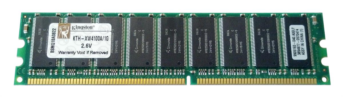 KTH-XW4100A/1G Kingston 1GB PC3200 DDR-400MHz ECC Unbuffered CL3 184-Pin DIMM Dual Rank Memory Module for HP/Compaq 354563-B21, DG152A