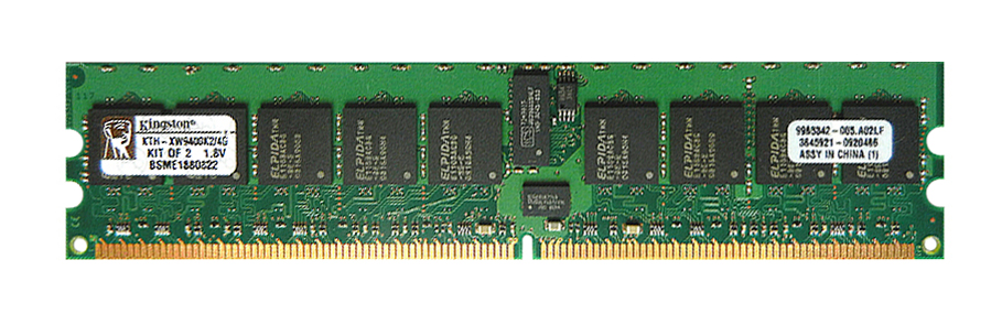 KTH-XW9400LPK2/4G Kingston 4GB Kit (2 X 2GB) PC2-5300 DDR2-667MHz ECC Registered CL5 240-Pin DIMM 1.55V Low Voltage Single Rank Memory for HP/Compaq 461840-B21, 483401-B21, EV283AA