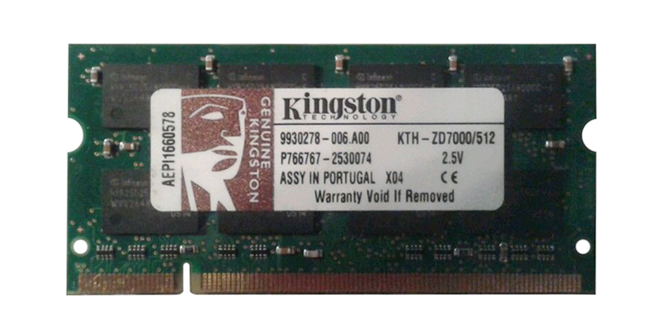 KTH-ZD7000/512 Kingston 512MB PC2700 DDR-333MHz non-ECC Unbuffered CL2.5 200-Pin SoDimm Memory Module for HP/Compaq 1/2 OF 383482-001, 324701-001, 336578-001, 344867-001