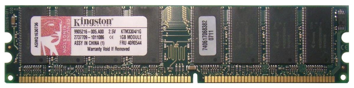 KTM3304/1G Kingston 1GB PC2100 DDR-266MHz non-ECC Unbuffered CL2.5 184-Pin DIMM 2.5V Memory Module for IBM 33L3308,33L3309, FRU 40R0544