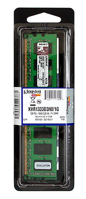KVR1333D3N8/1G Kingston 1GB PC3-10600 DDR3-1333MHz non-ECC Unbuffered CL9 240-Pin DIMM Dual Rank Memory Module