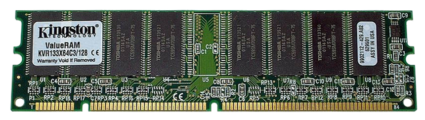 KVR133X64C3/128 Kingston 128MB PC133 133MHz non-ECC Unbuffered CL3 168-Pin DIMM Memory Module