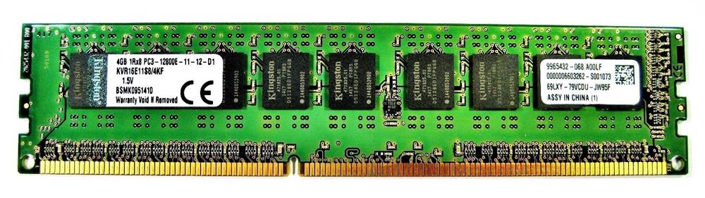 KVR16E11S8/4KF Kingston 4GB PC3-12800 DDR3-1600MHz ECC Unbuffered CL11 240-Pin DIMM Single Rank x8 Memory Module w/TS Kingston F