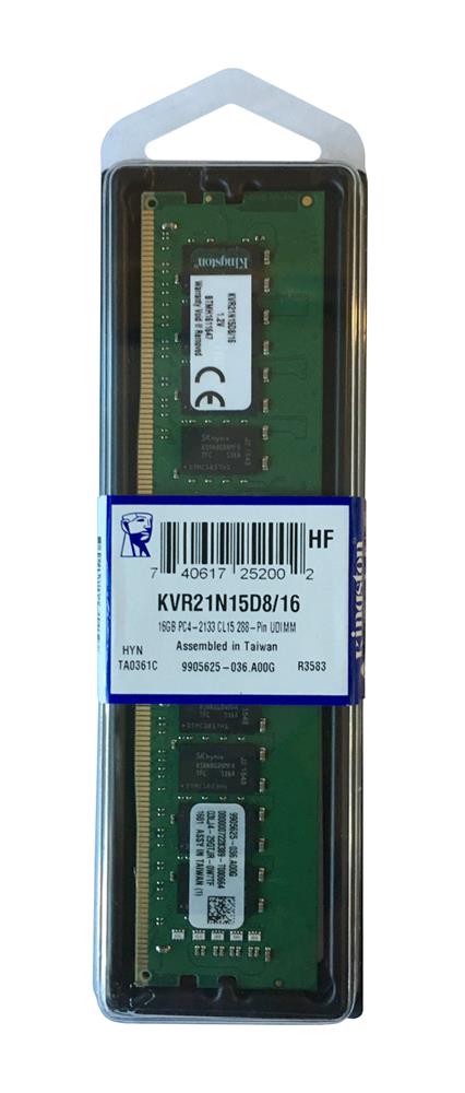 KVR21N15D8/16 Kingston 16GB PC4-17000 DDR4-2133MHz non-ECC Unbuffered CL15 288-Pin DIMM 1.2V Dual Rank Memory Module