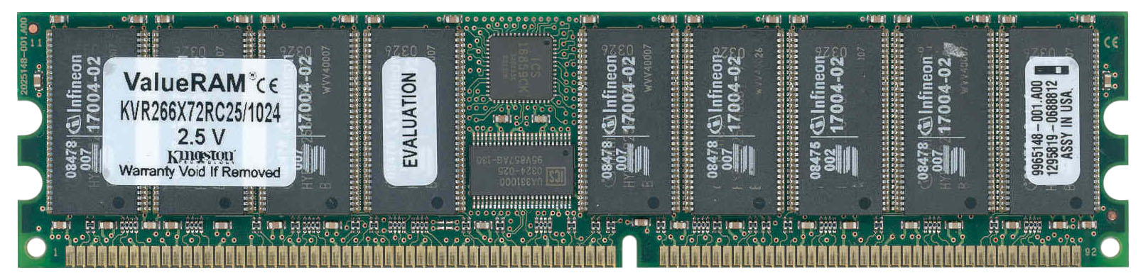 KVR266X72RC25/1024 Kingston 1GB PC2100 DDR-266MHz Registered ECC CL2.5 184-Pin DIMM 2.5V Memory Module