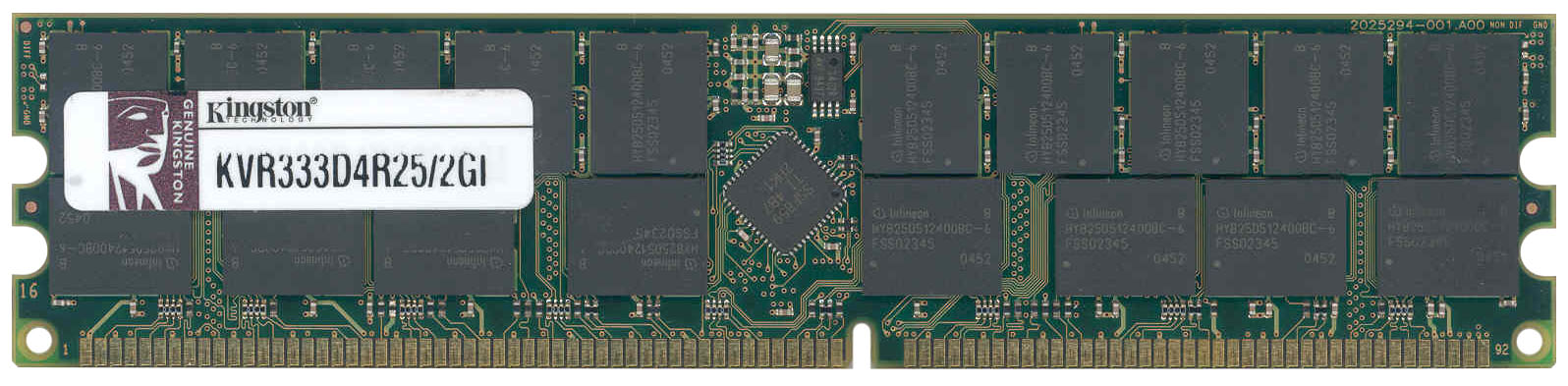 KVR333D4R25/2GI Kingston 2GB PC2700 DDR-333MHz Registered ECC CL2.5 184-Pin DIMM 2.5V Dual Rank x4 Memory Module (Intel Certified)