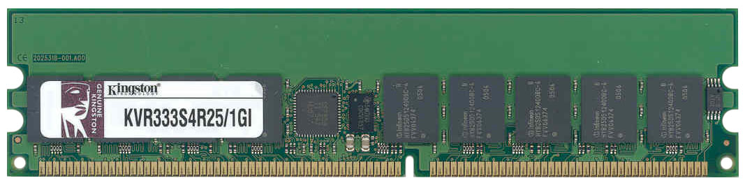 KVR333S4R25/1GI Kingston 1GB PC2700 DDR-333MHz Registered ECC CL2.5 184-Pin DIMM 2.5V Single Rank x4 Memory Module (Intel validated)