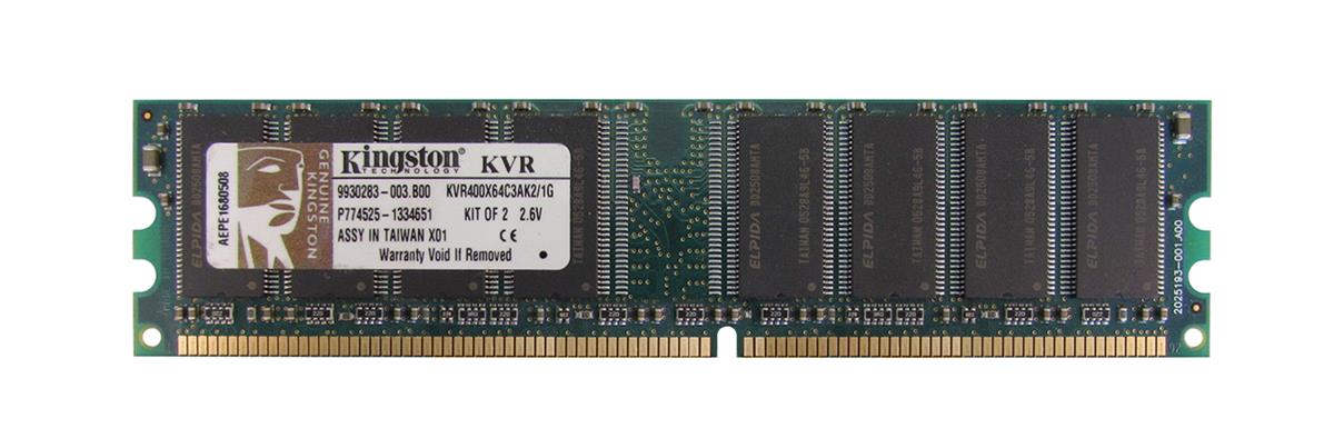 Kingston 1GB 400MHz DDR Non-ECC CL3 (3-3-3) DIMM KVR400X64C3A/1G