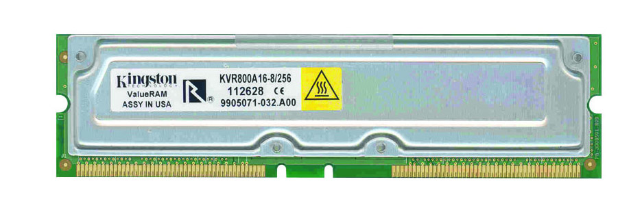 KVR800A16-8/256 Kingston 256MB Rambus PC800 800MHz non-ECC 40ns 184-Pin RDRAM RIMM Memory Module