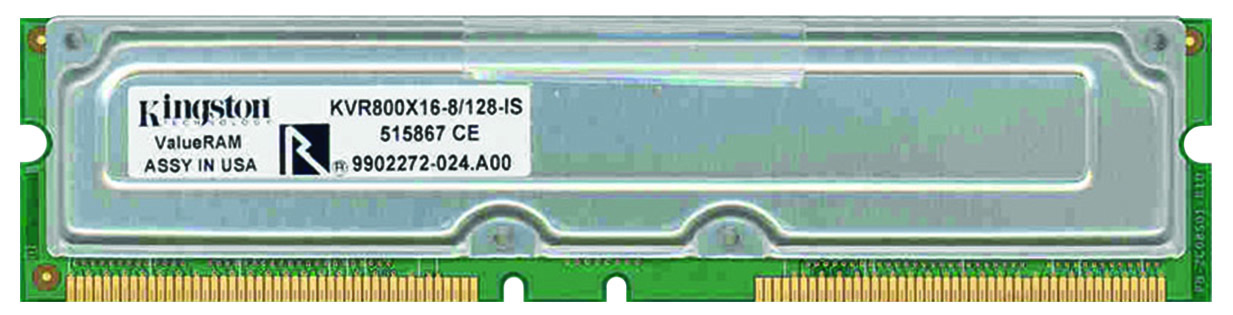 KVR800X16-8/128-IS Kingston 128MB RDRAM 800MHz non-ECC 184-Pin 8-Device DIMM Intel Qualified Memory Module
