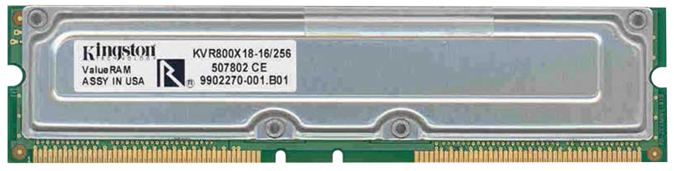 KVR800X18-16/256-IS Kingston 256MB RDRAM 800MHz ECC 184-Pin 16-Device DIMM Intel Qualified Memory Module