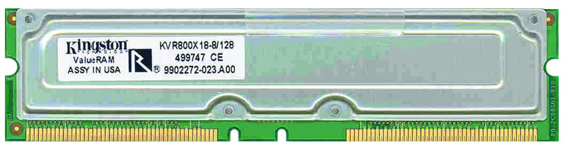 KVR800X18-8/128 Kingston 128MB RDRAM 800MHz 184-PIN ECC 8-Device
