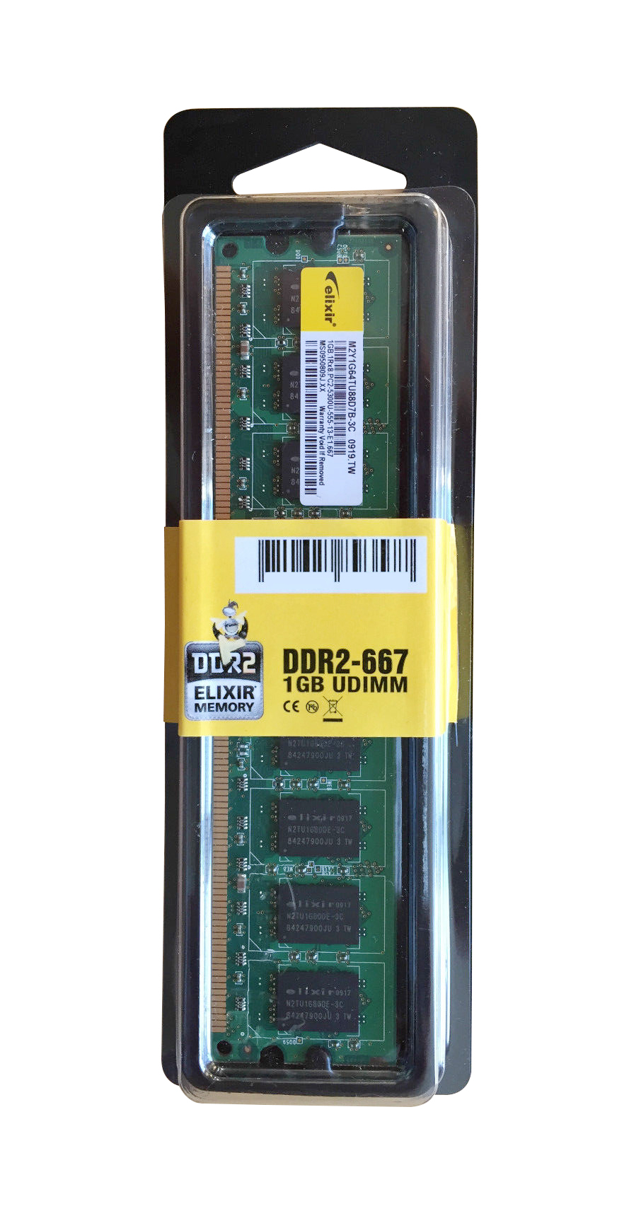 M2Y1G64TU88D7B-3C Elixir 1GB PC2-5300 DDR2-667MHz non-ECC Unbuffered CL5 240-Pin DIMM Single Rank Memory Module