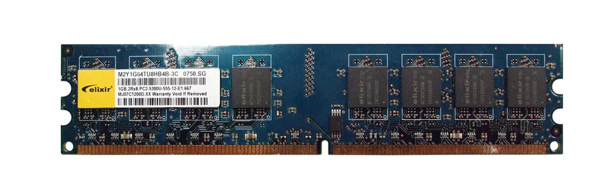 M2Y1G64TU8HB4B-3C Elixir 1GB PC2-5300 DDR2-667MHz non-ECC Unbuffered CL5 240-Pin DIMM Dual Rank Memory Module