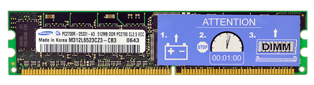 M312L6523CZ3-CB3 Samsung 512MB PC2700 DDR-333MHz Registered ECC CL2.5 184-Pin DIMM 2.5V Memory Module