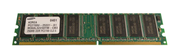 M368L3223DTM-CB3 Samsung 256MB PC2700 DDR-333MHz non-ECC Unbuffered CL2.5 184-Pin DIMM 2.5V Memory Module