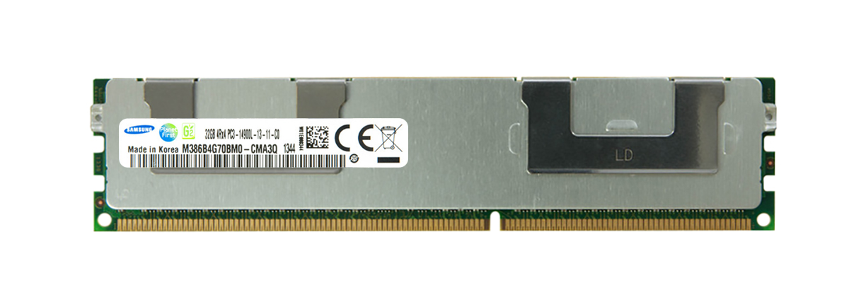 M386B4G70BM0-CMA3 Samsung 32GB PC3-14900 DDR3-1866MHz ECC Registered CL13 240-Pin Load Reduced DIMM Quad Rank Memory Module