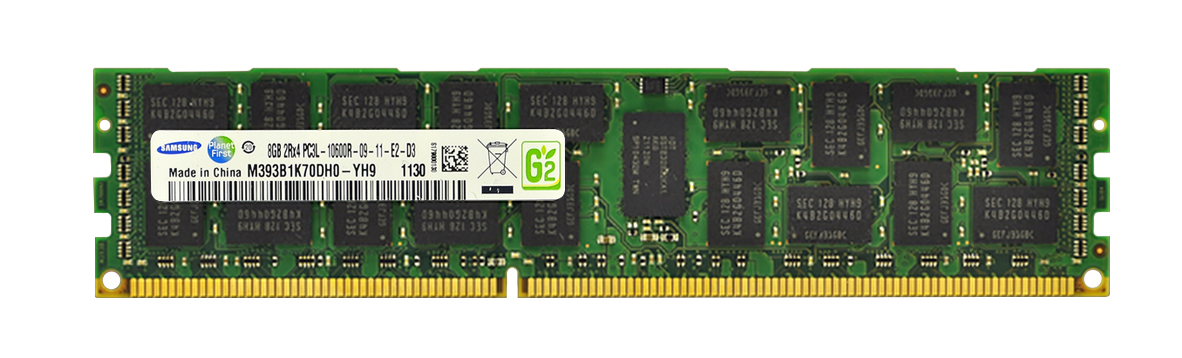 M393B1K70DH0-YH9 Samsung 8GB PC3-10600 DDR3-1333MHz ECC Registered CL9 240-Pin DIMM 1.35V Low Voltage Dual Rank Memory Module
