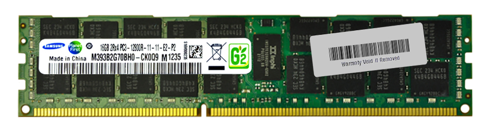 M393B2G70BH0-CK0Q9 Samsung 16GB PC3-12800 DDR3-1600MHz ECC Registered CL11 240-Pin DIMM Dual Rank Memory Module