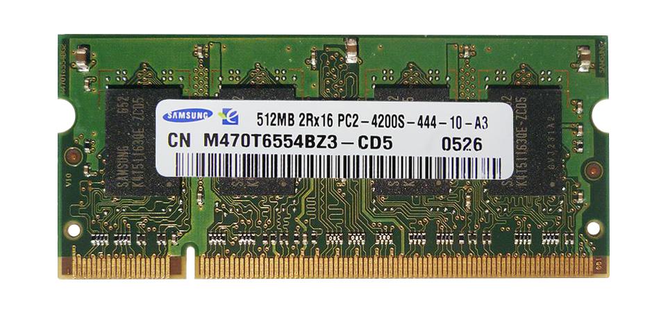 M470T6554BZ3-CD5 Samsung 512MB PC2-4200 DDR2-533MHz non-ECC Unbuffered CL4 200-Pin SoDimm Memory Module