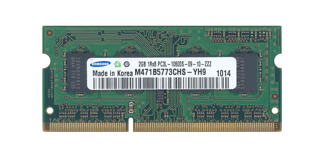 M471B5773CHS-YH9 Samsung 2GB PC3-10600 DDR3-1333MHz non-ECC Unbuffered CL9 204-Pin SoDimm 1.35V Low Voltage Single Rank Memory Module