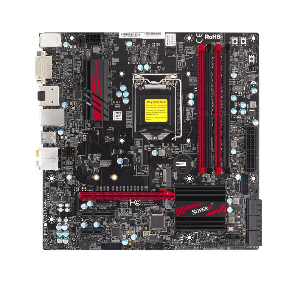 MB-C7Z17M SuperMicro C7Z170-M Socket LGA 1151 Intel Z170 Express Chipset 6th/7th Generation Core i7 / i5 / i3 Processors Support DDR4 4x DIMM 6x SATA3 6.0Gb/s Micro-ATX Motherboard (Refurbished) (Refurbished)