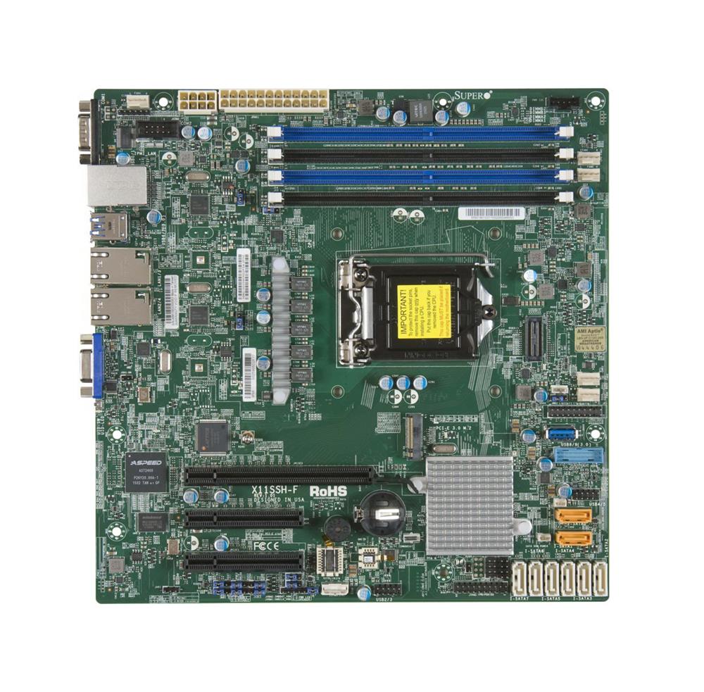 MB-X11SHF SuperMicro X11SSH-F Socket H4 LGA 1151 Intel C236 Chipset Xeon E3-1200 v5 / v6 Processors Support DDR4 4x DIMM 8x SATA 6.0Gb/s Micro-ATX Server Motherboard (Refurbished)