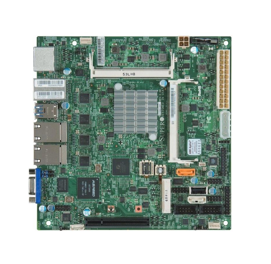 MB-X11SLN SuperMicro X11SBA-LN4F Socket FCBGA1170 System On Chipset Intel Pentium N3710 Processors Support DDR3 2x DIMM 2x SATA3 6.0Gb/s Mini-ITX Motherboard (Refurbished)