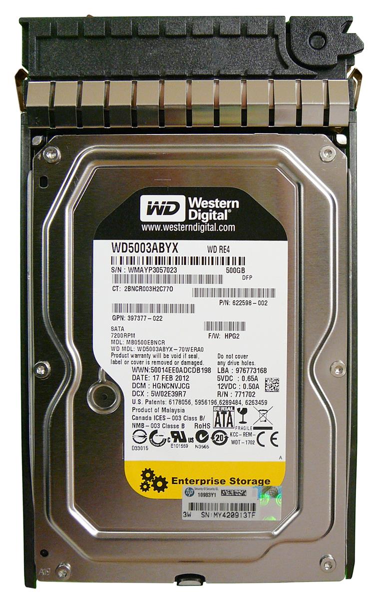 MB0500EBNCR HP 500GB 7200RPM SATA 3Gbps Hot Swap 3.5-inch Internal Hard Drive