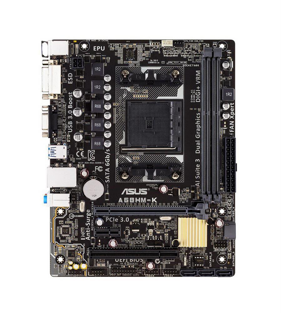 MBA68HMK ASUS Socket FM2+ AMD A68H Chipset AMD Athlon/ A-Series Processors Support DDR3 2x DIMM 4x SATA 6.0Gb/s Micro-ATX Motherboard (Refurbished)