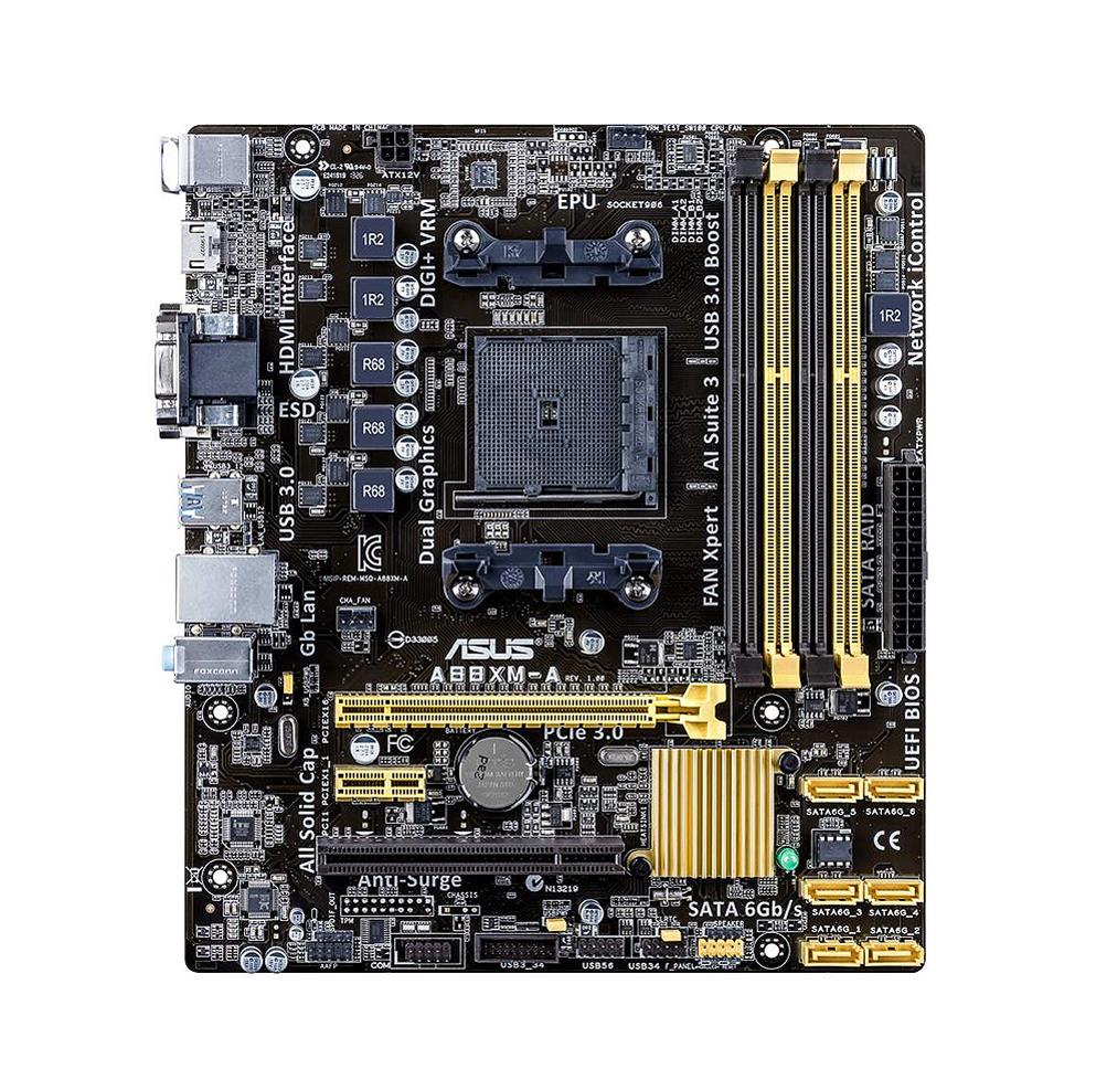 MBA88XMA ASUS Socket FM2+ AMD A88X Chipset AMD Athlon/ A-Series Processors Support DDR3 4x DIMM 6x SATA 6.0Gb/s Micro-ATX Motherboard (Refurbished)