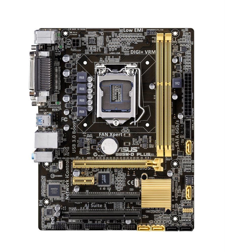MBB85MDPU ASUS B85M-D PLUS Socket LGA 1150 Intel B85 Chipset 4th Generation Core i7 / i5 / i3 /Dual-Core Pentium / Celeron Processors Support DDR3 2x DIMM 4x SATA 6.0Gb/s Micro-ATX Motherboard (Refurbished)
