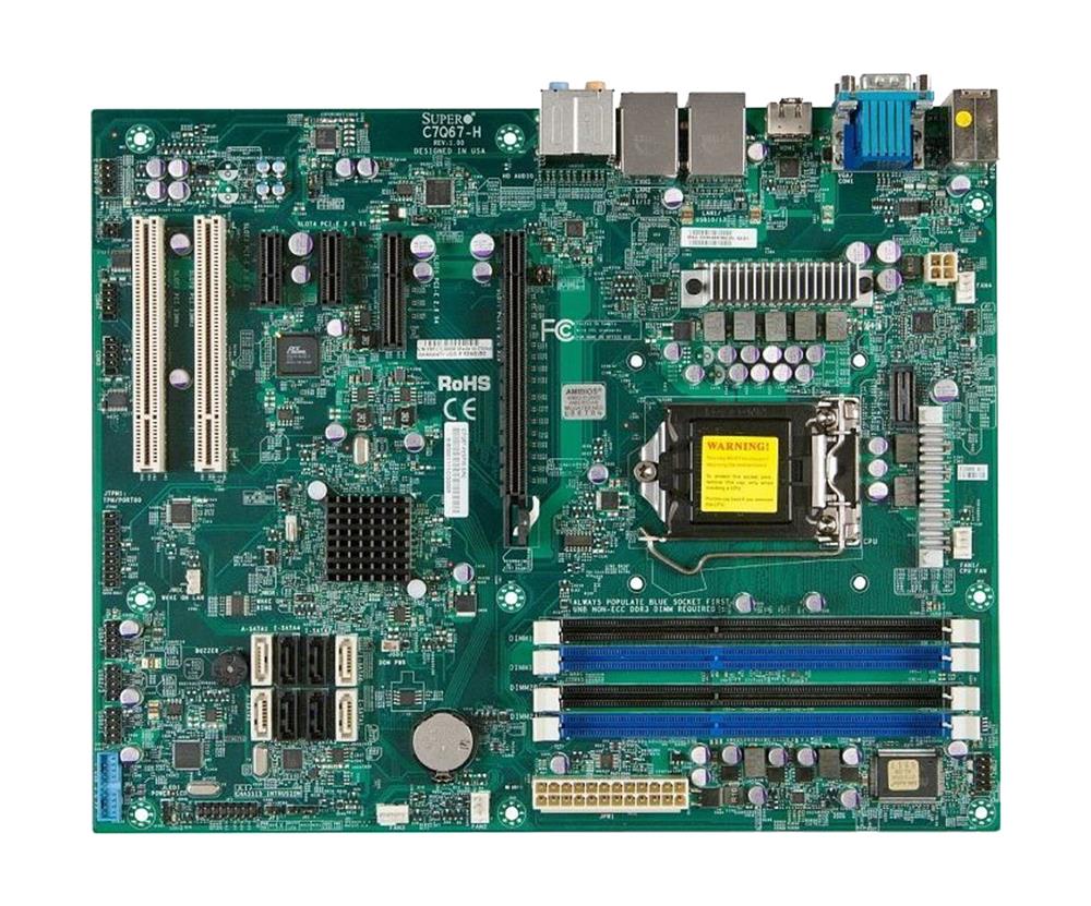 MBC7Q67H SuperMicro C7Q67-H Socket LGA 1155 Intel Q67 Express Chipset Intel Core i7 / i5 / i3 / Pentium / Celeron Processors Support DDR3 4x DIMM 2x SATA 6.0Gb/s ATX Motherboard (Refurbished)