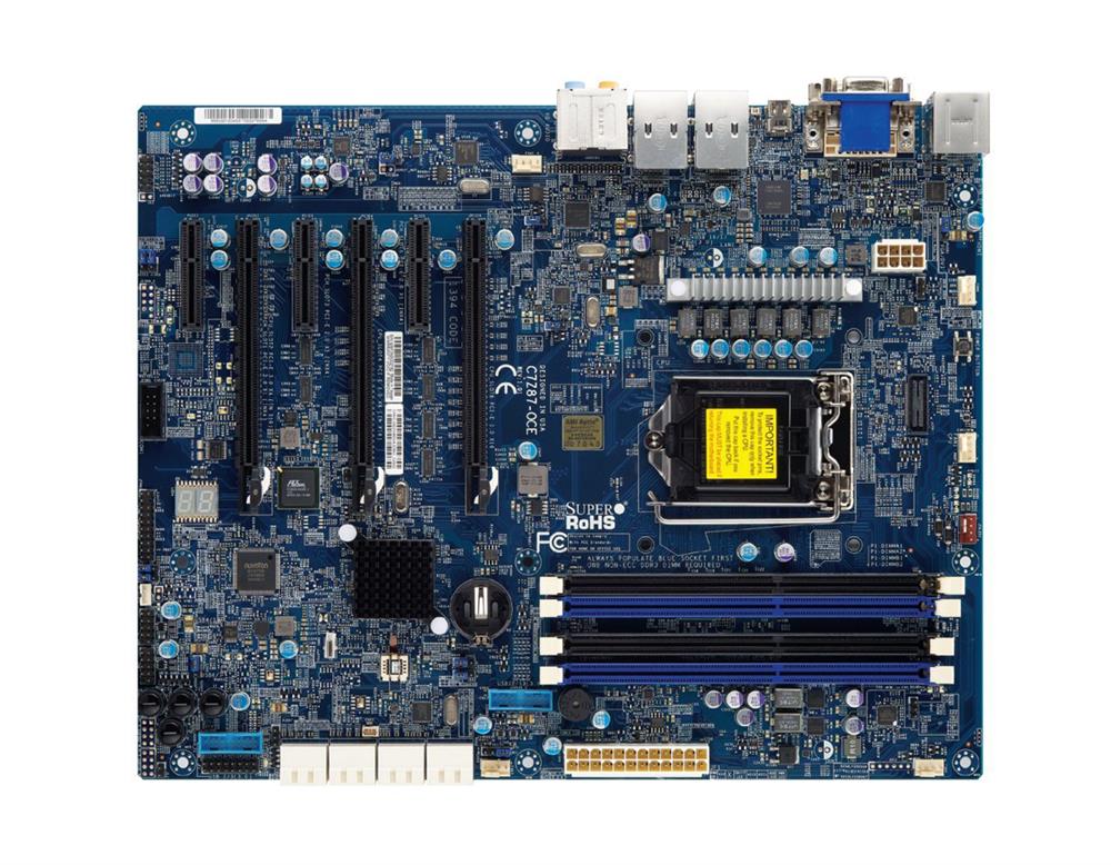 MBC7Z87OC SuperMicro C7Z87-OCE Socket LGA 1150 Intel Z87 Chipset 4th Generation Core i7 / i5 / i3 Processors Support DDR3 4x DIMM 6x SATA 3.0Gb/s ATX Motherboard (Refurbished)