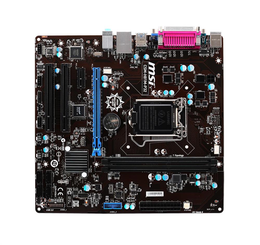 MBCSMH81P MSI CSM-H81M-P32 Socket LGA 1150 Intel H81 Chipset Intel Core i7 / i5 / i3 / Pentium / Celeron Processors Support DDR3 2x DIMM 2x SATA 3.0Gb/s Micro-ATX Motherboard (Refurbished)